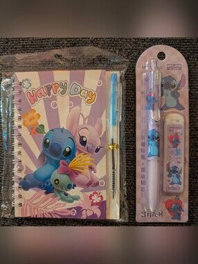 2 Set Happy Day Kids Purple Stitch Notebook & Pen Set And Pen Set With 50 Refill